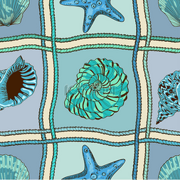 蓝色绳索图片_海洋拼凑而成的无缝模式