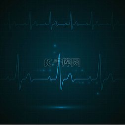 尾气监测图片_心率在蓝色显示。 心跳监测。 病