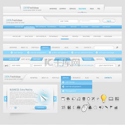 web模板元素集图片_web 站点设计导航模板元素与图标