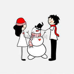 doodle图片_Doodle milenci: kluk a holka dělat sněhulá