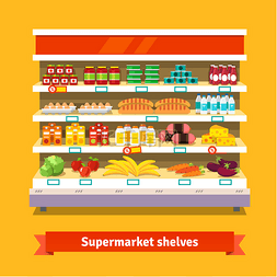Shop, supermarket interior. Healthy food