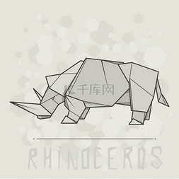 纸雕灯图纸图片_矢量插图纸 origami 的犀牛.