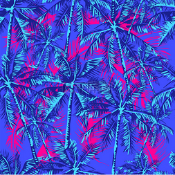 蓝色的波图片_热带图案