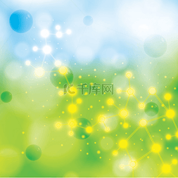 大分子小分子图片_分子蓝绿色背景
