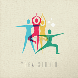 Yoga studio icon design of people doing medit