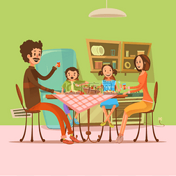 家庭用餐插图 