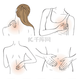 矢量胃疼图片_设置不同的痛