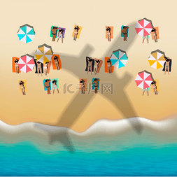 日光浴人图片_夏季海滩上晒日光浴的人