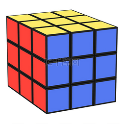 在白色背景上孤立的卡通风格 Rubik
