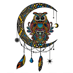 colorful owl zentangle art illustration . Et