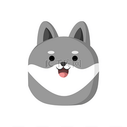 可爱的灰色狗动物头像插图