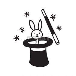 兔子戴帽子图片_戴著魔术师帽的兔子