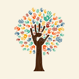 手打印树的多样的社区团队