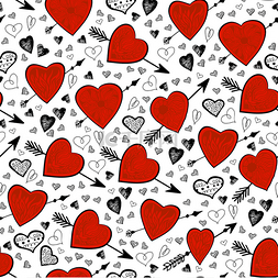 红色华丽背景图片_情人节的红心，箭头，矢量图的无