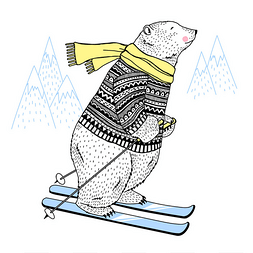 print图片_北极熊的滑雪者