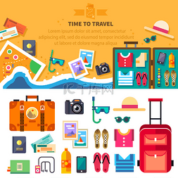矢量箱子图片_旅行、 暑假、 海滩休息的时间
