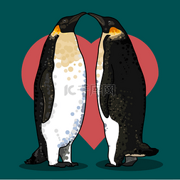 情人节贺卡与企鹅的插图