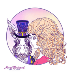 爱丽丝扑克牌图片_野兔或兔在童话里的帽子