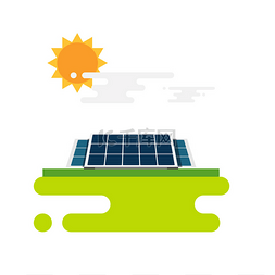 太阳云图片_能源的太阳能电池板的平面插图.