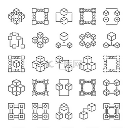 矢量区块链技术大纲概念图标集