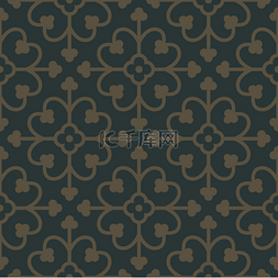 dark图片_Golden seamless pattern on a dark green backg