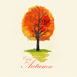 抽象秋天一棵树