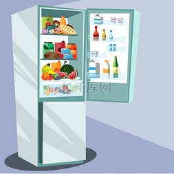 冰箱里食物的图片_冰箱里充满了美味的食物.