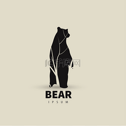 程式化的熊徽标设计模板为您的公