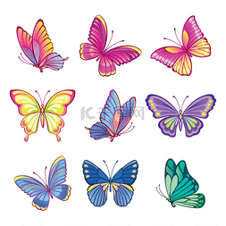 五彩斑斓的蝴蝶。水彩蝴蝶的模仿