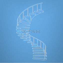 螺旋式楼梯的蓝图发展背景矢量