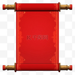 卷轴元素画布中国红新年手绘