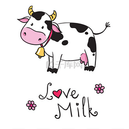 母牛。我爱喝牛奶