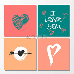 情人节图片_4 可爱的情人节卡模板矢量集合。