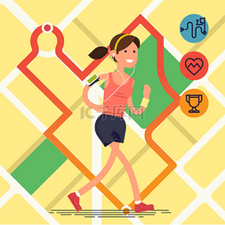 健身运动背景图片_运动健身女性角色跑步