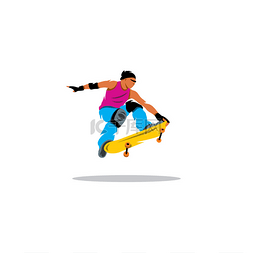 滑板模板图片_滑板男子跳跃标志.