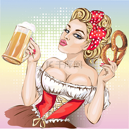 礼服裙图片_慕尼黑啤酒节炙手可热的女人用啤