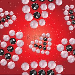 粉红色珍珠和黑宝石.