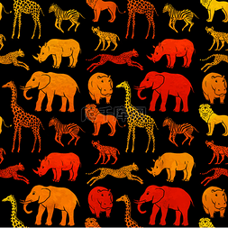 非洲动物的无缝图案