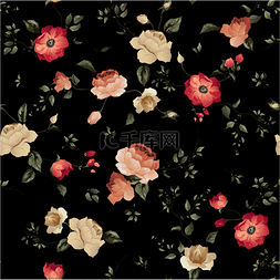 黑色玫瑰背景图图片_玫瑰的无缝花纹