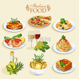 意大利橄榄油图片_孤立在白色背景上的食物图标集。
