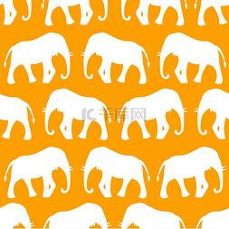 矢量动物剪影图片_动物无缝矢量模式的大象