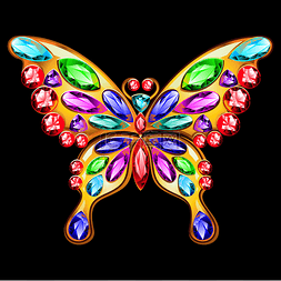 金蝴蝶图片_在一个蝴蝶形的宝石的金胸针.