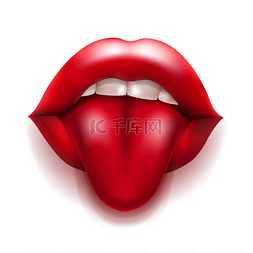 红红的嘴唇图片_用红红的嘴唇和舌头的嘴