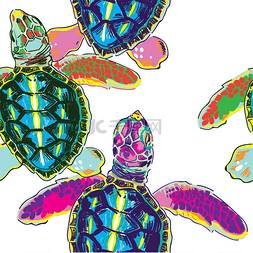 小海龟图片_无缝隙图案与小海龟。海龟爬到水