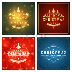 Christmas greetings cards vector backgrounds 
