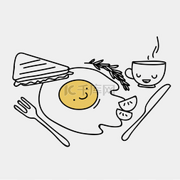 涂鸦素描早餐
