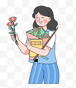 教育培训教师培训图片_描边风教师女老师手拿献花