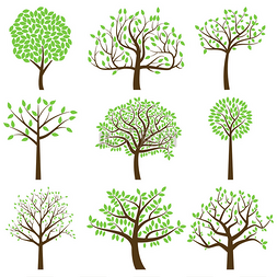 树剪影矢量图片_程式化的树剪影矢量集合