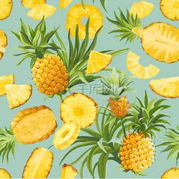 菠萝果热带图案，热带无缝隙纹理