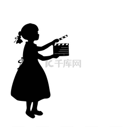矢量女孩剪影图片_剪影女孩制作电影电影相机.